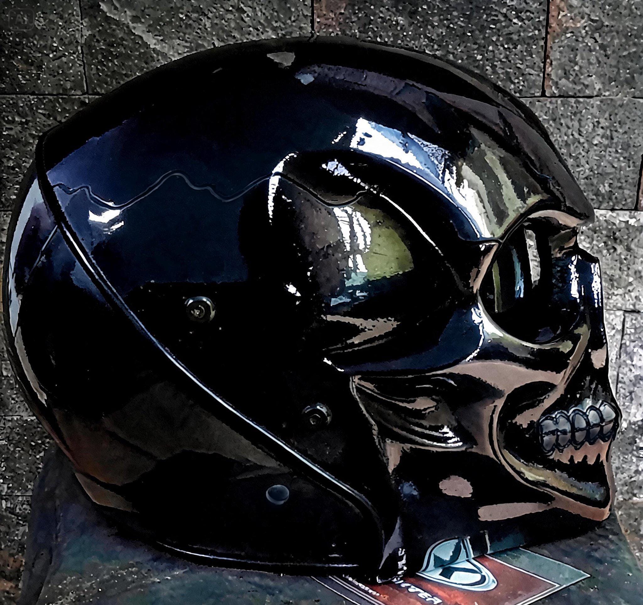 camaroz28love 髑髏　ヘルメット Black Candy Tone Skull Motorcycle Helmet, DOT/ECE Approved - Etsy