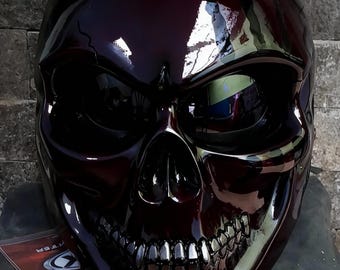 Black Candy Tone Skull Motorcycle Helmet, DOT Approved