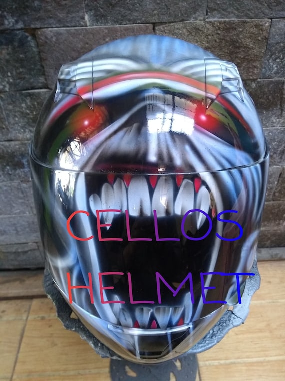 cellos motorcycle helmets Skull Scream Painted Motorcycle Helmet, DOT Approved