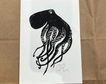 Impressão de polvo à deriva 5x7