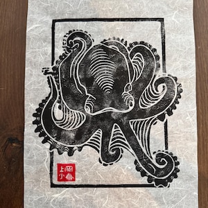 Large octopus print on mulberry