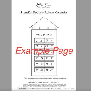 Plentiful Pockets Advent Calendar PDF Sewing Pattern by Elfie Sew - Etsy