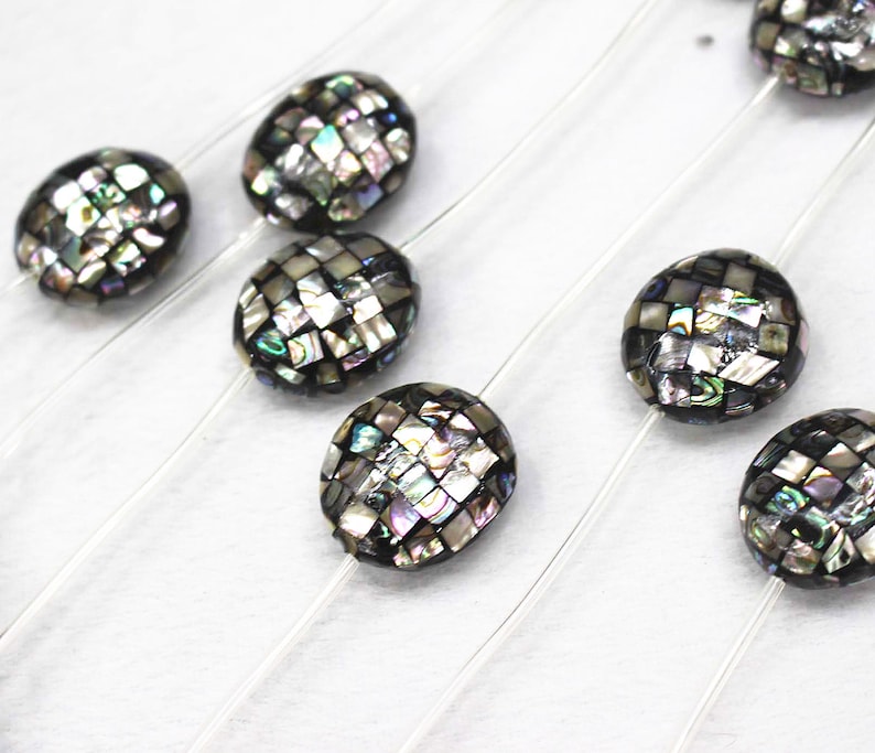 Natural Abalone Mosaic Beads,14x25x27mm,Oval Abalone Mosaic Beads Wholesale.Wholesale Beads.