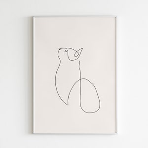 Cat One Line Drawing Print Animal Line Art Home Wall Decor - Etsy