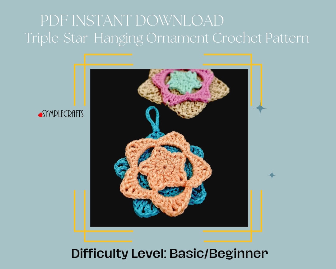 Triple Star Pattern Crochet Pattern: Triple-star Applique Hanging Ornament - US ...