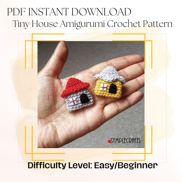 Crochet Pattern: Tiny House Amigurumi Keychain - US Terminology - Simple Keychain/Bag Charm - Cute Gift Ideas for Housewarmings and more