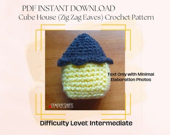 Crochet a cute and charming amigurumi cube house with this fun pattern with step-by-step instructions - TEXT ONLY -  US Terminology