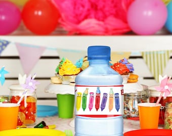 Etiquetas para botellas de agua inspiradas en Color Crew