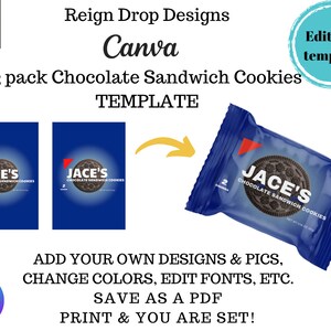 2 pack Chocolate Sandwich Cookies Editable Canva Template