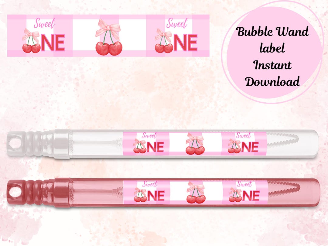 Sweet One Cherry Bubble Wand Label - Etsy