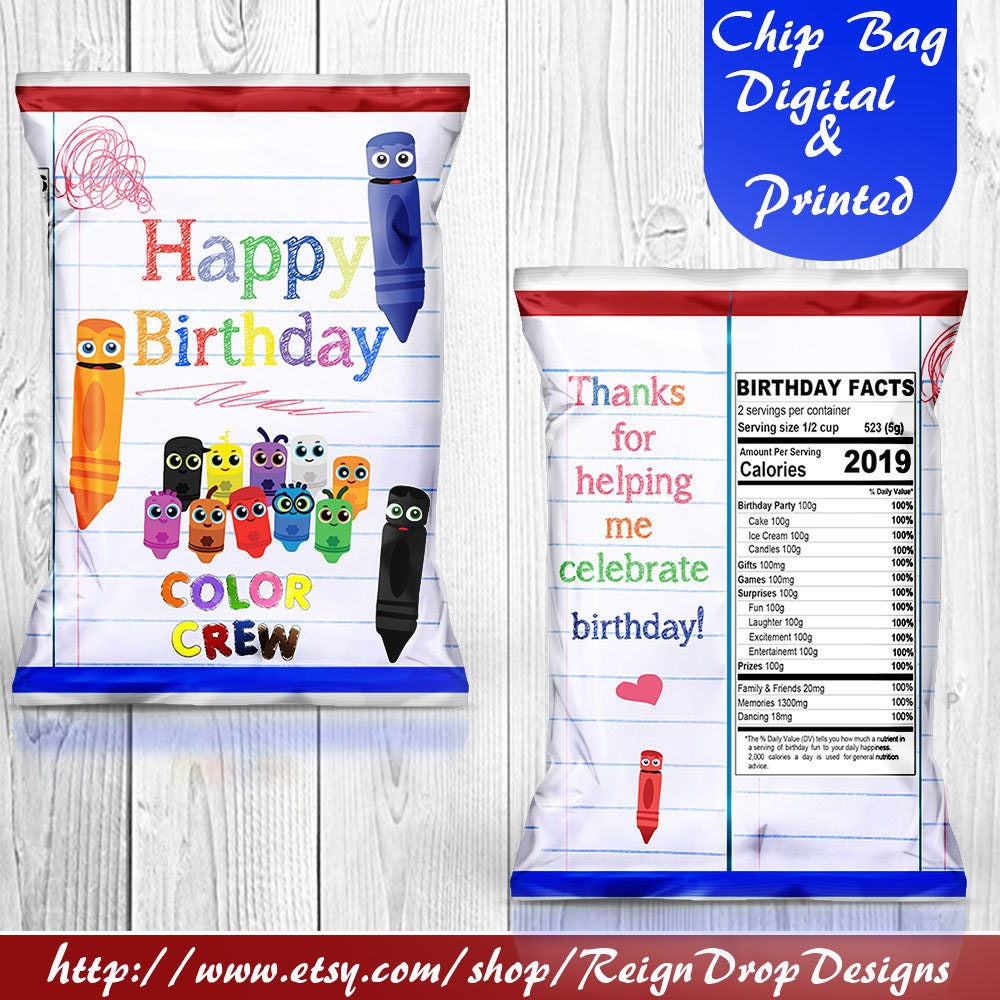 Editable Crayon Chip Bag Set Mini Bundle, Crayon Party Favors, Crayon –  Mug+Mouse Designs