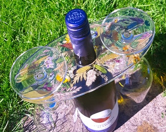 Handmade Resin Wild Flower Wine Butler/ Wine Caddy