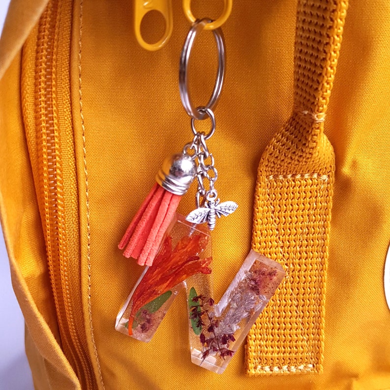 Resin Keyring Resin Keychain Red & Orange Wild Flowers Etsy