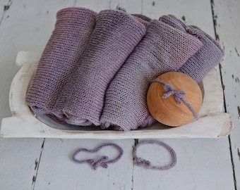 Newborn Photography Knit Wrap & Headband Purple Blue Gradient