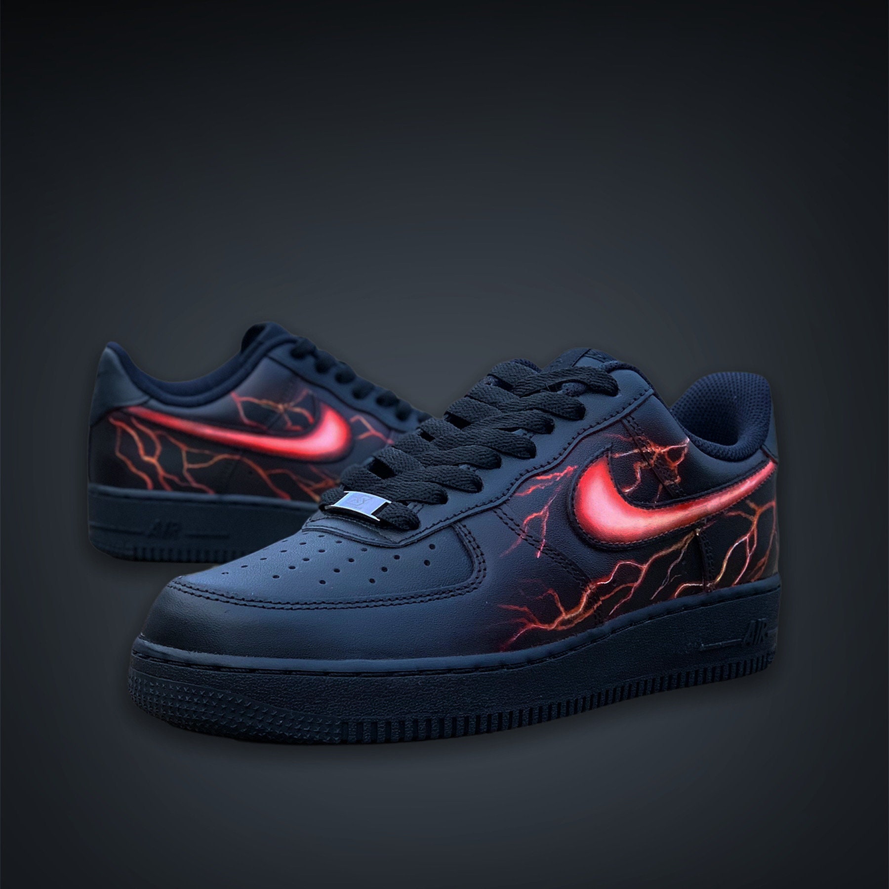 Reflective Flames Black Nike Air Force 1 Custom Air Force 1s 