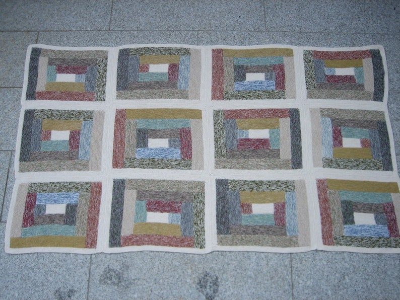 Hand knitted colorful Patchworkdecke 160 x 95 cm