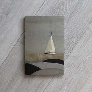 Sailboat wood wall decor, Marine wall hanging, wood inlay art, marquetry, wood mosaic, wood wall art