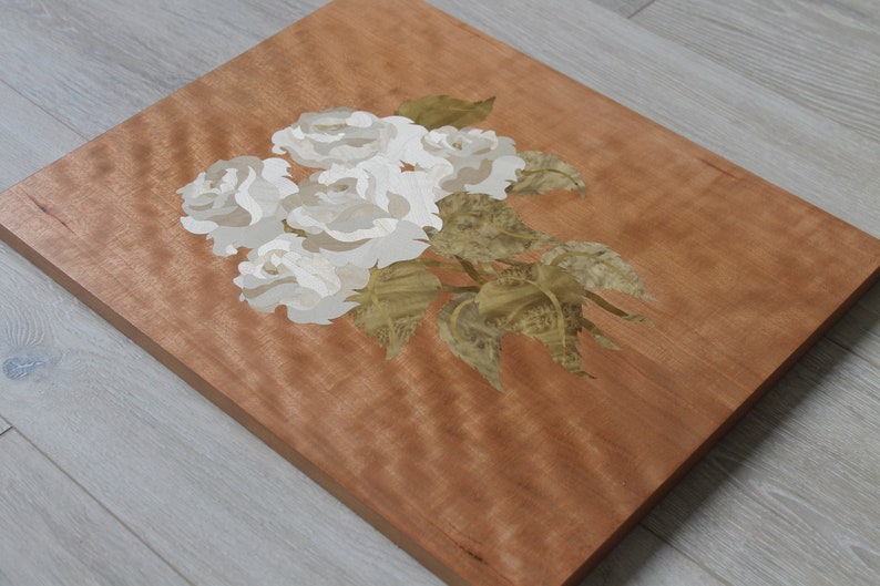 Wooden picture Inlay Roses wood mosaic marquetry flowers Etsy