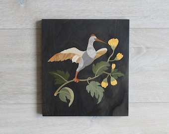 Wiedehopf, Wiedehopf, Holzmosaik, Vogel Wanddekor, Holz Intarsien, Intarsien,