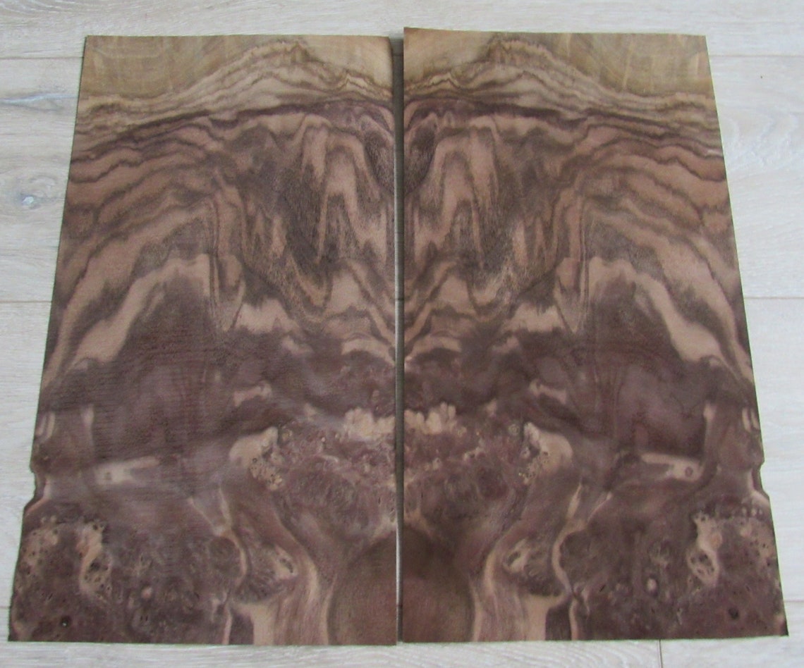 Book-matching walnut burl veneer 2 sheets 16.5 x 866 | Etsy