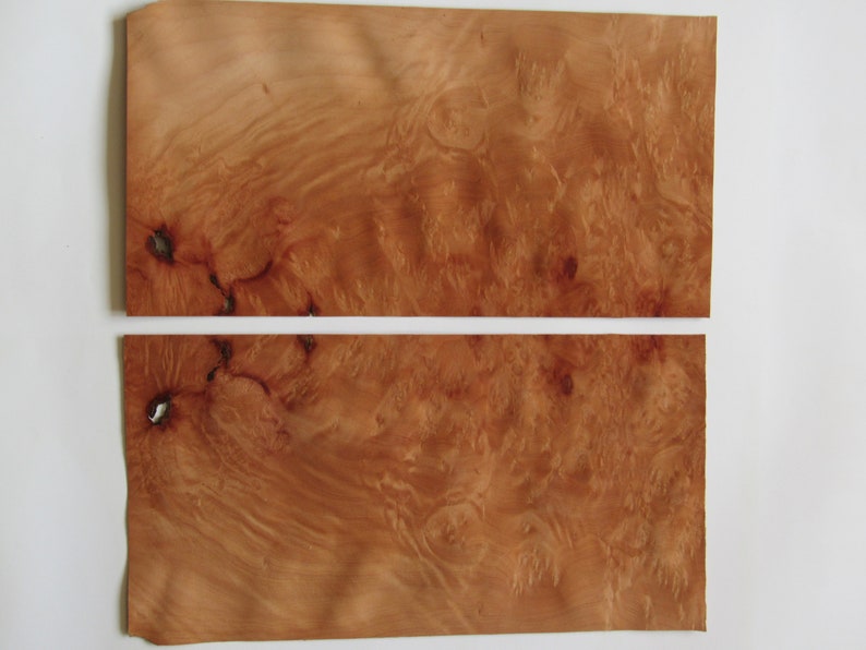 ~0.55mm ~145 ~30 x 15.5 cm Madrone burl wood veneer 2 sheets ~11.8 x 6,1