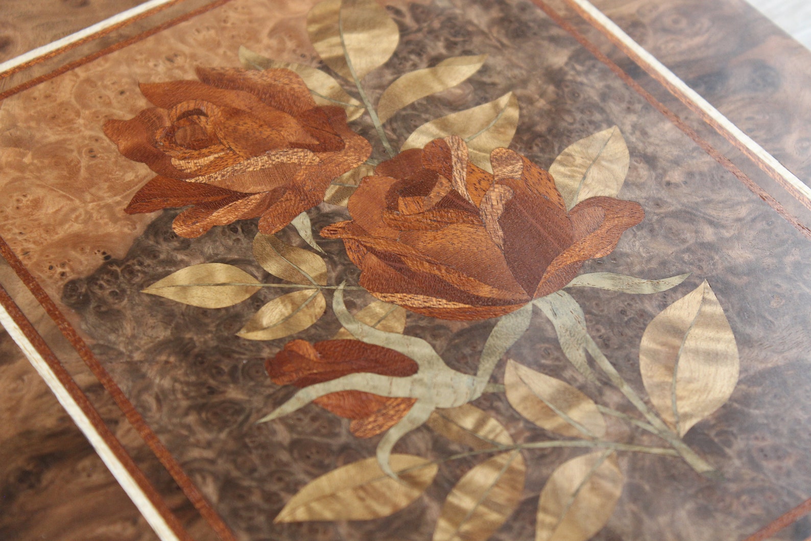 Wood Wall Art Roses Inlay Roses Red Roses Marquetry Art Etsy