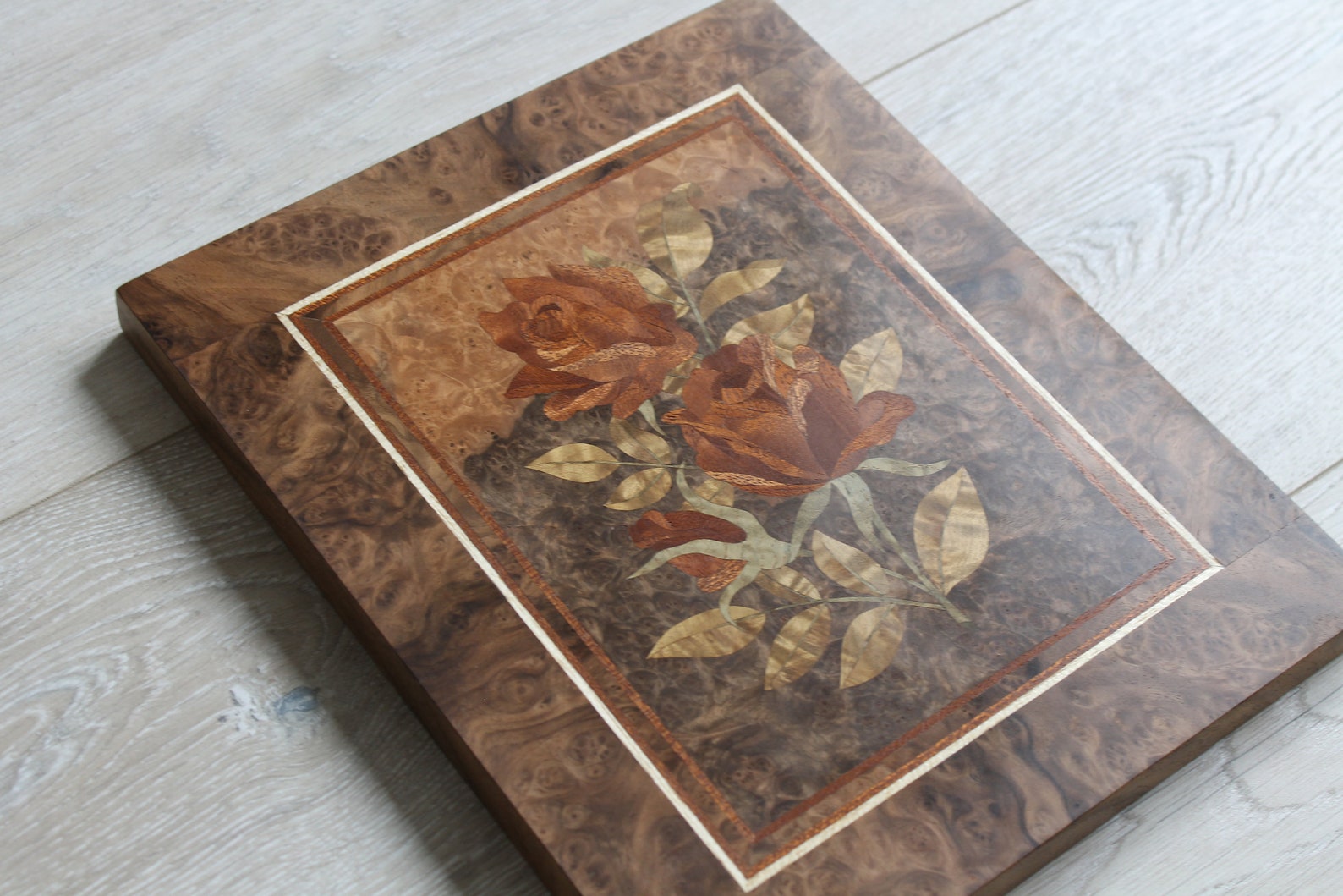 Wood Wall Art Roses Inlay Roses Red Roses Marquetry Art Etsy