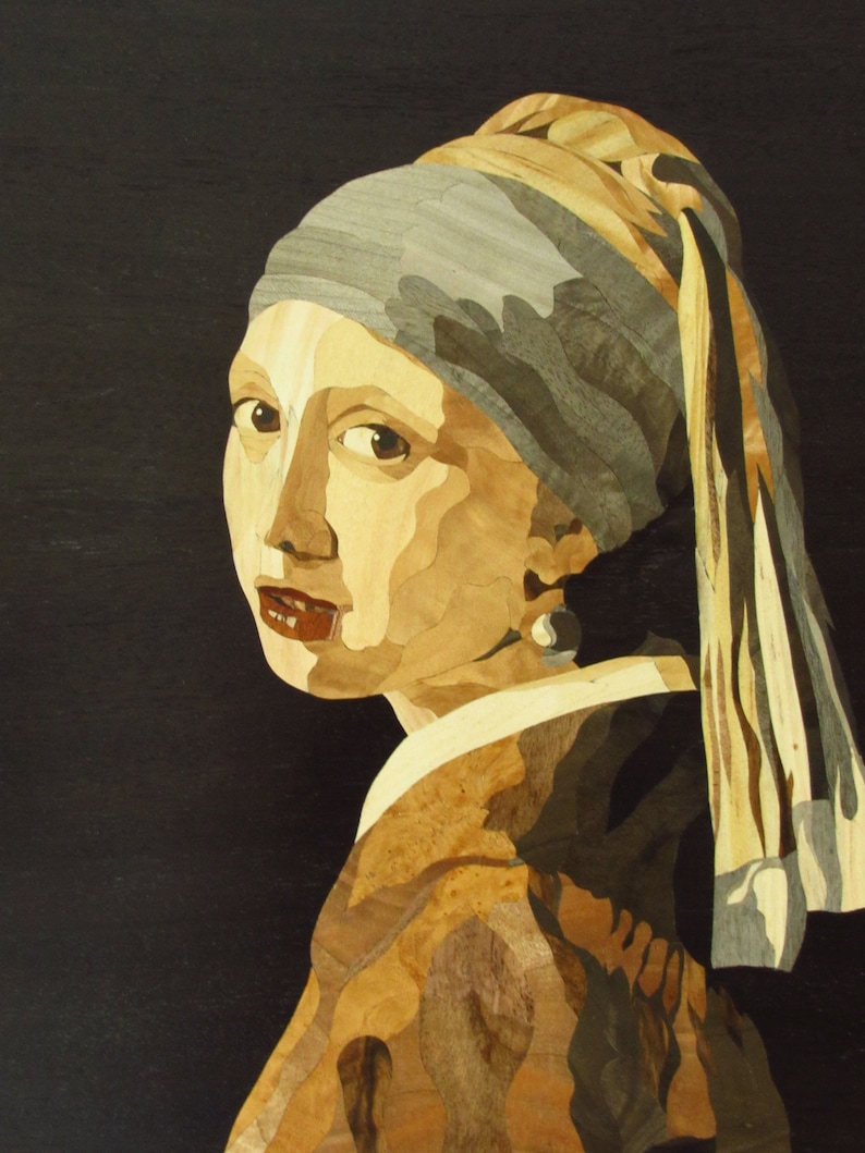 Wood Wall Art Wood Mosaic Decor Girl With a Pearl Earring Etsy