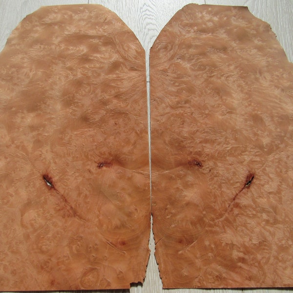 Madrone burl wood veneer, 2 sheets, ~40 x 22 cm (~15.7 x 8,66") ~0.55mm ~1/45"