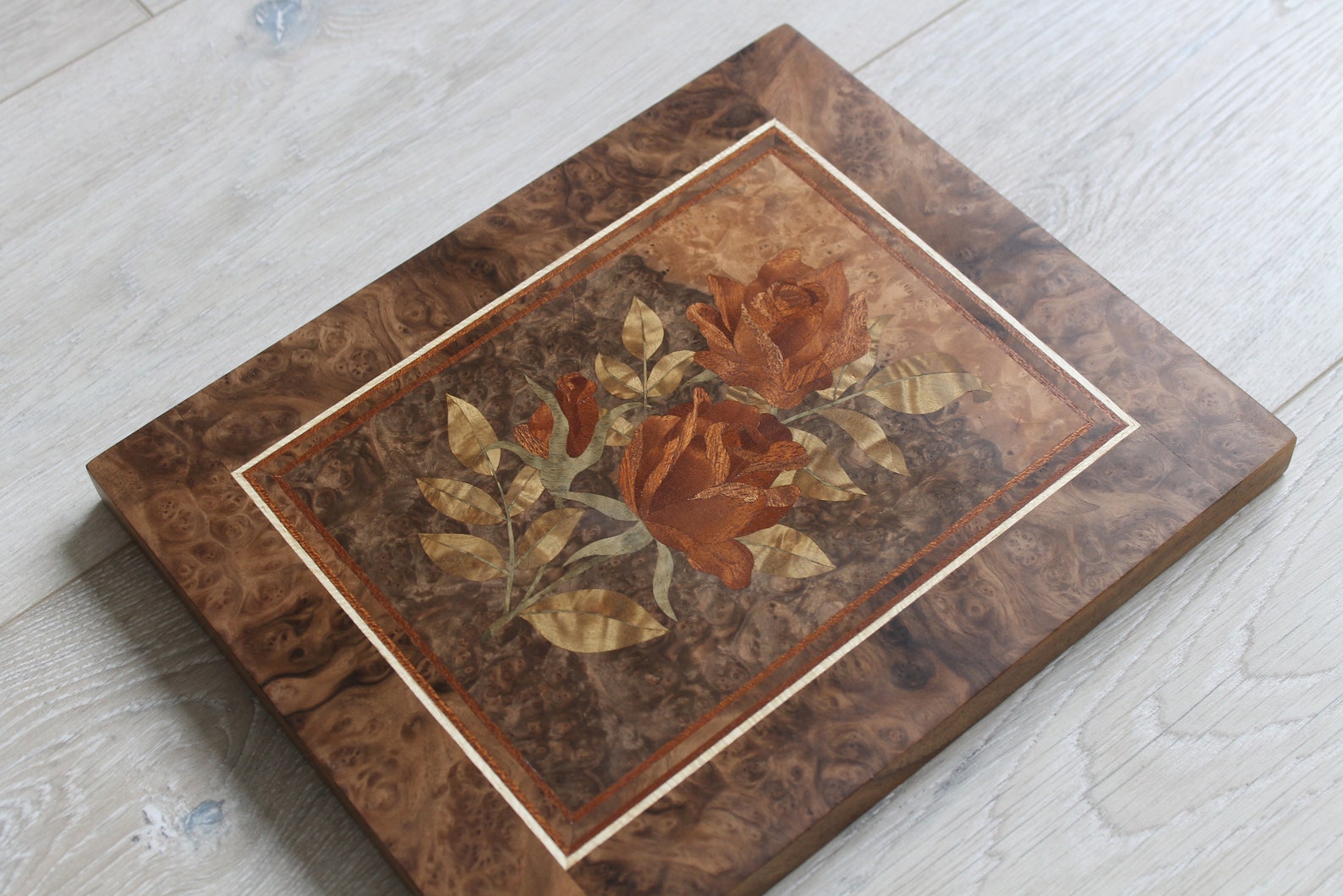 Wood Wall Art Roses Inlay Roses Red Roses Marquetry Art Etsy
