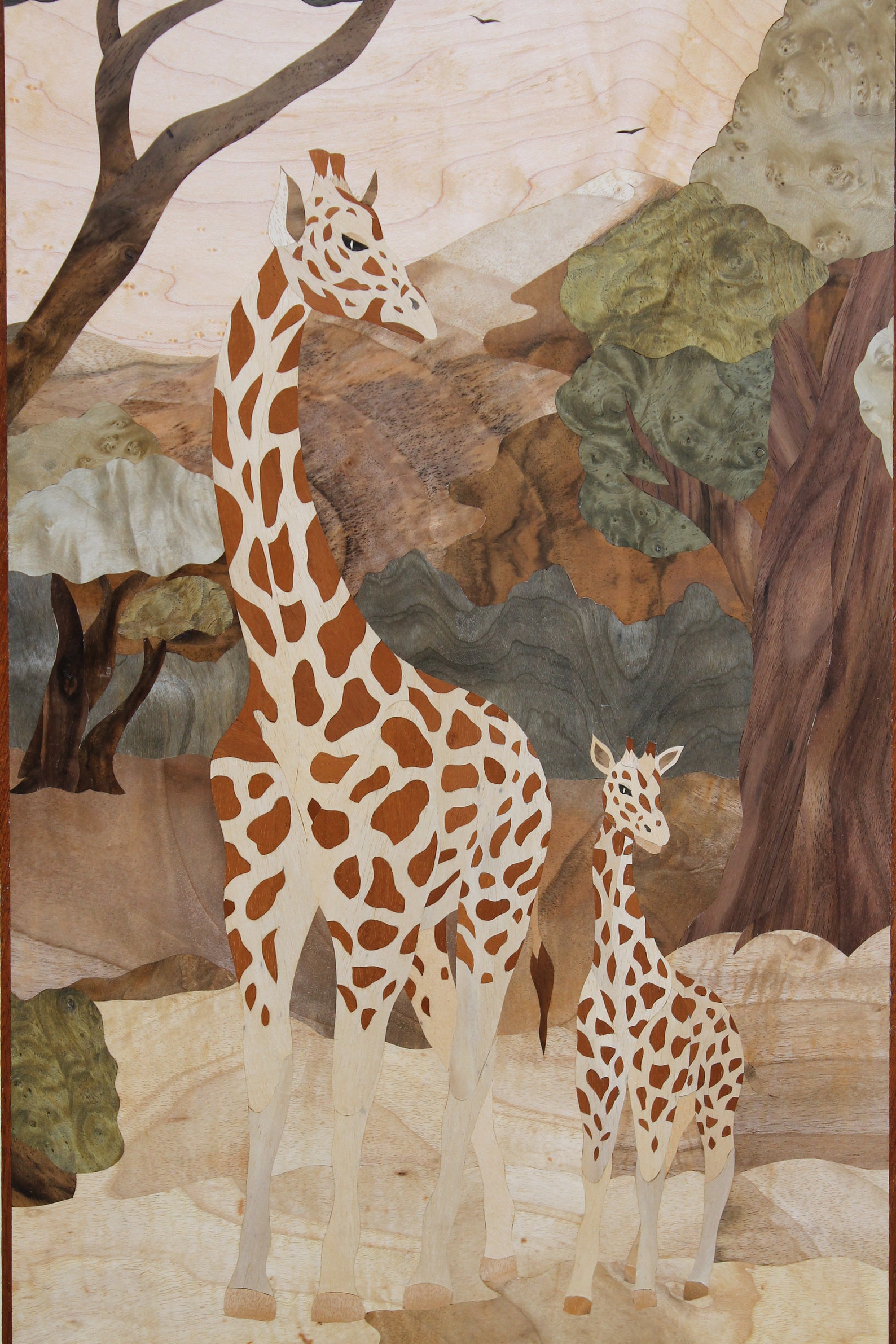 Giraffes Wood Wall Decor Giraffe Wood Mosaic African Animal Etsy