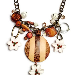 Boho Charm Necklace ~ &#39;Lily of Africa&#39; ~ Unique Jewelry, Unique Necklace, Quirky Jewelry, Quirky Necklace, Wooden Necklace, African Jewelry