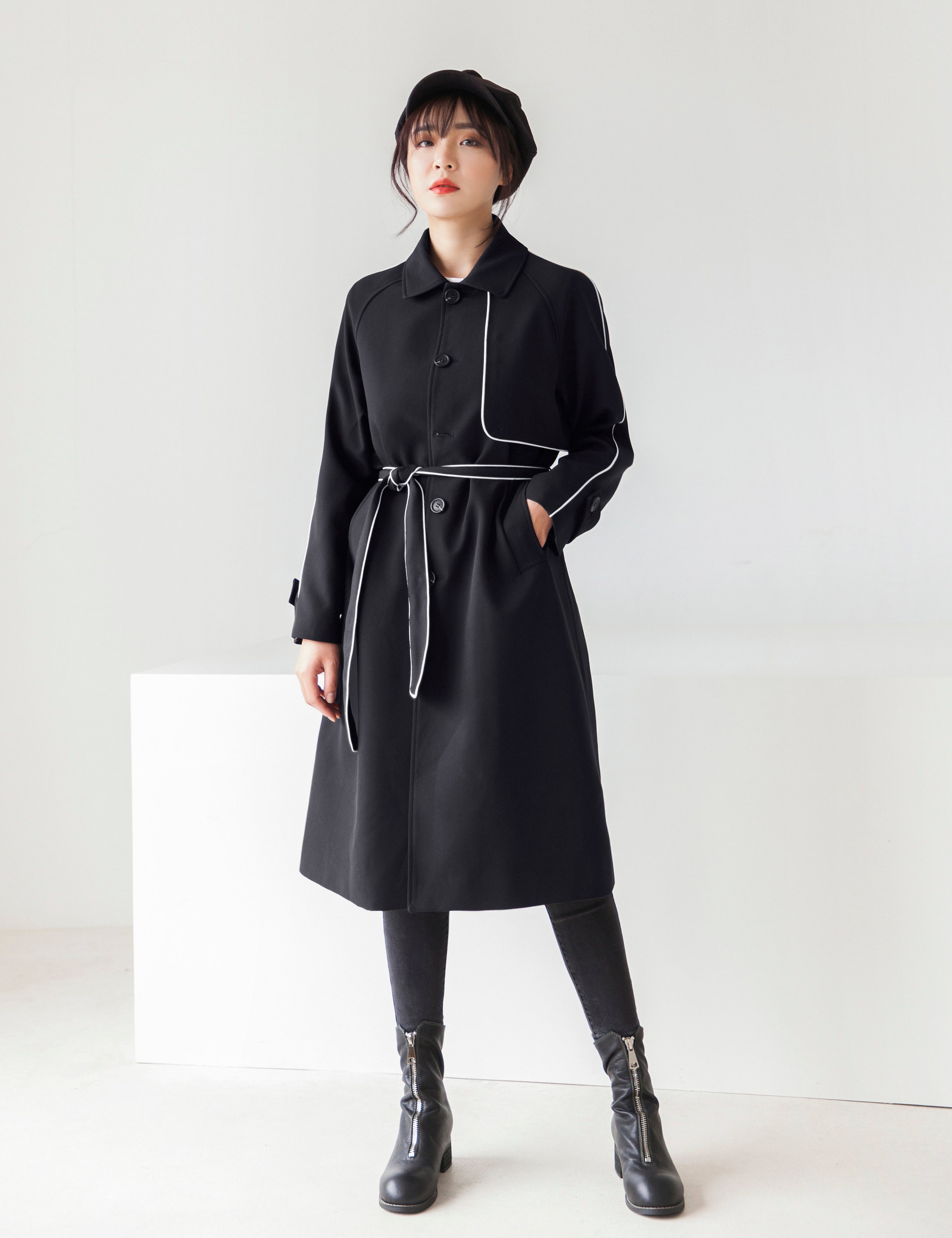 Women Trench Coat Women Long Black Spring Coat Loose Fashioned Etsy