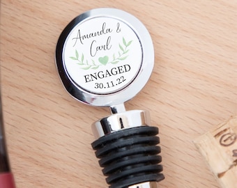 Personalised Couples Engaged Metal Wine Bottle Stopper - Keepsake Gift For Couples, Engagement