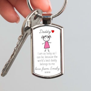 Porte-clés personnalisé en métal pour le meilleur papa du monde par fille, joli porte-clés personnalisé pour père, souvenir sentimental sur mesure pour papa