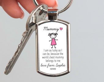 Personalised Mummy Keyring | Custom Keychain Birthday Gift for Mummy from Daughter Girl | Sentimental Gift for First Time New Mum Mom Mummy