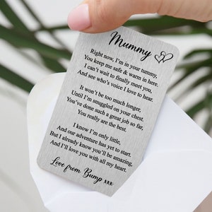 Carte portefeuille en métal personnalisée Momie from Baby Bump | Cadeau baby shower future maman | Cadeau pour maman enceinte | Future maman | Fête des mères