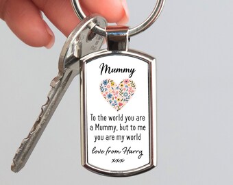 Personalised Mummy Keyring | Metal Handmade Keychain Birthday Gift for Mummy Mom Mum | Sentimental Unique Gift for Mummy Mother Mama