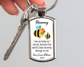 Personalised Mummy Keyring | Custom Metal Mama Keychain Birthday Gift for Mummy Mum | Sentimental Unique New Mum Parent Gift for Mummy Mom