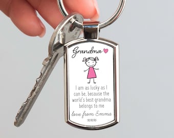 Personalised World's Best Grandma Metal Keyring From Granddaughter - Sentimental Keepsake Gift For Grandma, Mother's Day, Birthday, Xmas