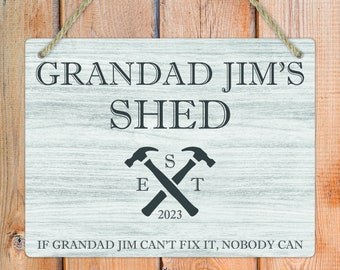 Personalised Shed Metal Hanging Sign Door Plaque - Gift For Dad, Grandad, Him, Father's Day, Birthday, Christmas