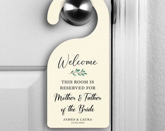 Personalised Welcome Reserved Guest Room Wooden Door Hanger Sign - Wedding Guest Name, Bedroom Sign