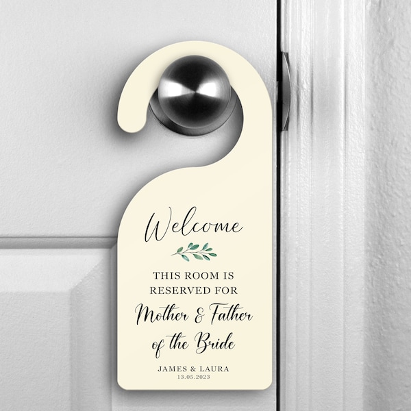 Personalised Welcome Reserved Guest Room Wooden Door Hanger Sign - Wedding Guest Name, Bedroom Sign