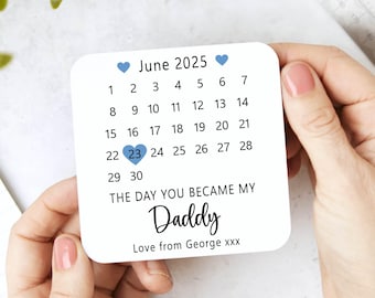 Personalised Wooden Coaster | Day You Became My Daddy Birthday Gift from Daughter Son | Gift for Dad Who Has Everything | First Time New Dad