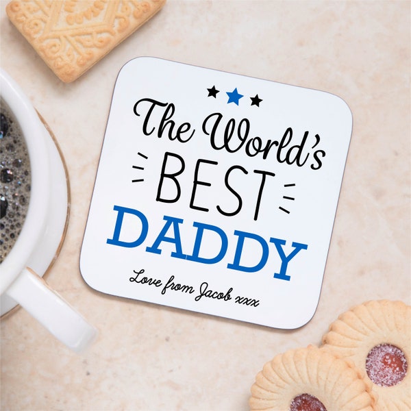 Personalised World's Best Daddy Coaster Mat from Son Daughter - Sentimental Keepsake Gift, Father's Day, Christmas, Birthday
