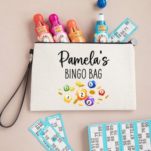 Personalised Bingo Bag Linen Style Dabbers Bag Pouch - Bingo Gift, Nan, Grandma, Auntie, Birthday, Christmas
