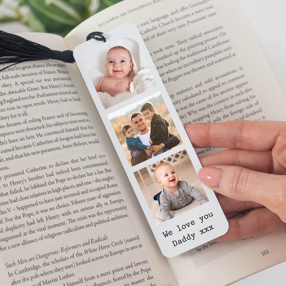 Personalised Metal Bookmark | Custom Photos Page Marker Birthday Gift for Him Dad Grandad | Book Lover Photo Gift for Daddy Uncle Brother