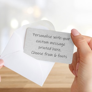 Personalised Message Wallet Card | Your Own Text Wording Phrase Quote Custom Wallet Card | Unique Bespoke Wallet Insert Sentimental Keepsake