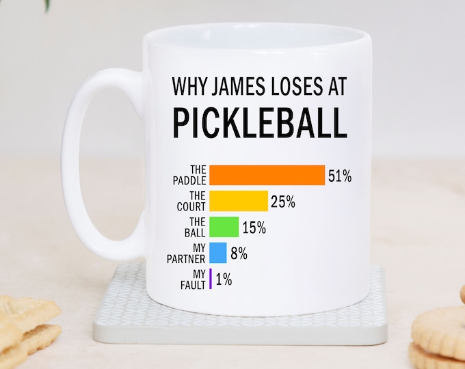 Personalised Why I Lose At Pickleball Ceramic Mug Cup - Funny Pickleball Player Gift, Birthday, Christmas