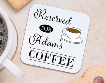 Nom personnalisé Coffee Drink Coaster Mat - Cadeau pour lui, elle, anniversaire, Noël, fête des mères, fête des pères, Père Noël secret